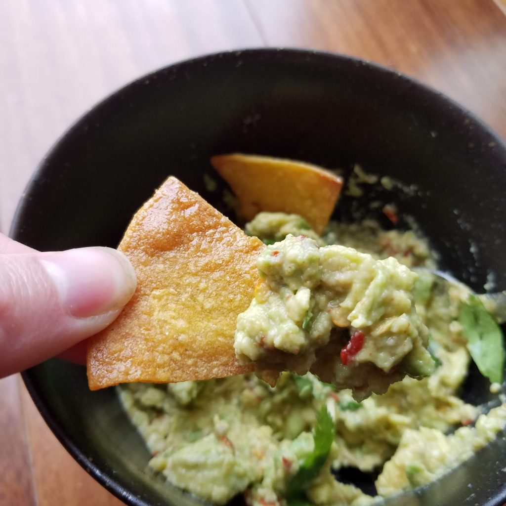 chip and guacamole closeup